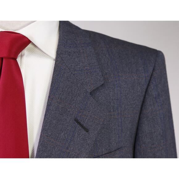 Hickey Freeman Loro Piana Blue Windowpane 2-Btn Wool Suit 38R - Picture 4 of 9